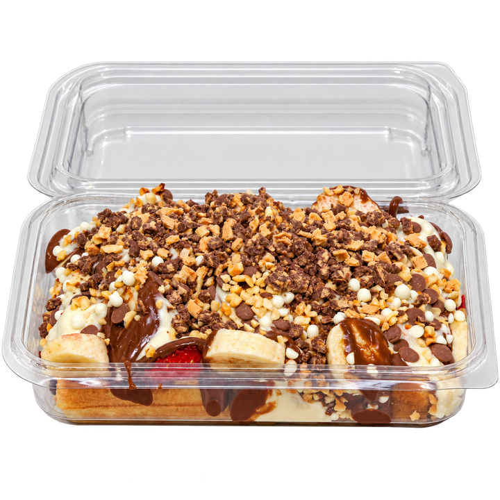 KitKat Brüksel waffle; KitKat parçaları, çikolata ve meyvelerle